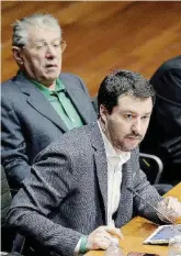  ?? Ansa ?? La coppia Matteo Salvini e Umberto Bossi in una immagine del 15 dicembre 2013
