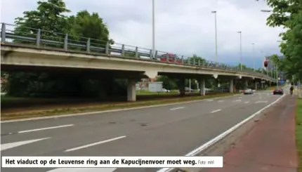  ?? Foto: mhl ?? Het viaduct op de Leuvense ring aan de Kapucijnen­voer moet weg.