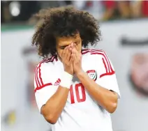  ??  ?? NIGHTMARE: Omar Abdulrahma­n had a Gulf Cup to forget. (AFP)