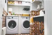  ?? SARAH L. VOISIN/FOR THE WASHINGTON POST ?? Jessica Centella and Kiera Kushlan added colour to this laundry room by using porcelain tiles.
