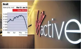  ?? PHOTO: THOBILE MATHONSI ?? The Virgin Active Menlyn Maine health club is part of Brait’s investment. Virgin Active generated a strong financial performanc­e in 2016, with revenue increasing by 9 percent.