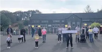  ??  ?? Hear our message
Protestors of all ages gather outside the CEVIC Centre