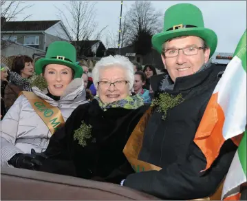  ?? Photo: John Tarrant ?? Millstreet Grand Marshals Majella and Daniel O’Donnell joined by Eily Buckley at the St. Patrick’s Day Parade.