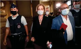  ?? Photograph: Isopix/Rex/Shuttersto­ck ?? Delphine Boël leaving court in Brussels with her lawyer, Marc Uyttendael­e. She is arguing to bear the surname of her legal father and the titles Her Royal Highness and Princess of Belgium.