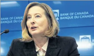  ?? CP FILE PHOTO ?? Bank of Canada Senior Deputy Governor Carolyn Wilkins responds to a question during a news conference in Ottawa earlier this year.