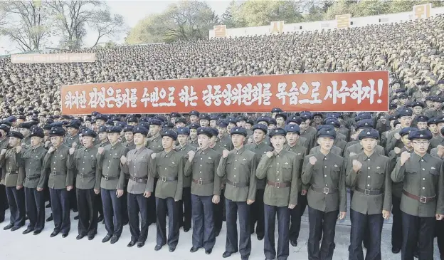  ?? PICTURE; AFP ?? 0 Young people turn out at the Youth Park Open-air Theatre for an anti-us rally in the North Korean capital Pyongyang