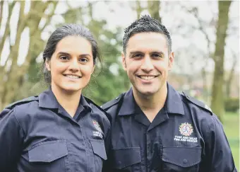  ??  ?? Jonny and Rachel Ramanayake are the first brother-and-sister firefighte­rs at Tyne and Wear Fire and Rescue Service.