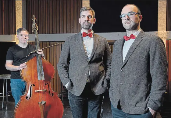  ?? BARRY GRAY THE HAMILTON SPECTATOR ?? Twin Within’s Steven McKay and Alex Samaras (with HPO principal bass Rob Wolanski) will perform with the HPO at The Music Hall on Friday, April 27.