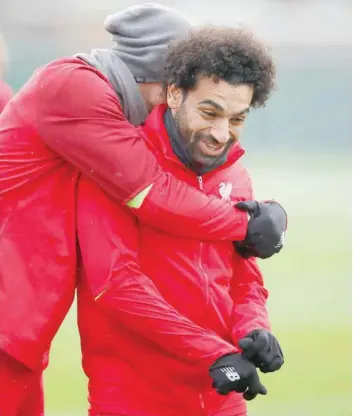  ?? — Reuters ?? Liverpool’s Mohamed Salah during training.