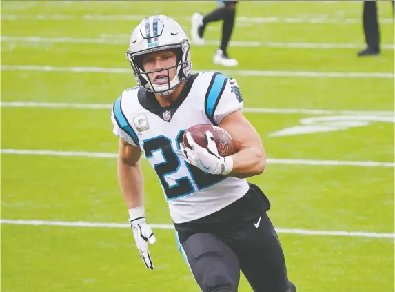  ?? DENNY MEDLEY/ USA TODAY SPORTS ?? Carolina Panthers running back Christian McCaffrey just got back from an ankle injury and now he's likely to miss Sunday's action with a shoulder issue.