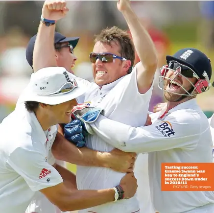  ?? PICTURE: Getty Images ?? Tasting success: Graeme Swann was key to England’s success Down Under in 2010/11