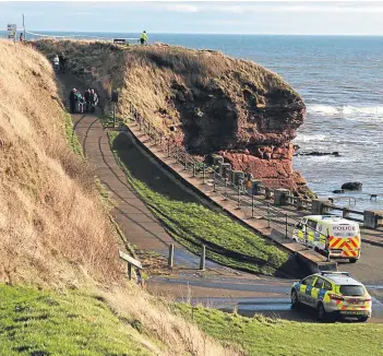  ??  ?? Police and coastguard teams carried out searches at Arbroath cliffs.