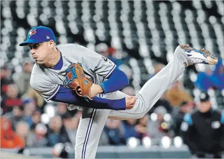  ?? PATRICK SEMANSKY THE ASSOCIATED PRESS ?? Toronto Blue Jays starting pitcher Aaron Sanchez’s return is just one of many reasons the Blue Jays are off to such an impressive start this season. Sanchez threw a no-hitter through seven innings Tuesday against Baltimore.