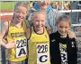  ??  ?? ●●Freya Murdoch, Sophie Elwood and Rosie Philbin promotion for next year with a well deserved party.
At the North West Counties Road Relays in Blackpool the Stockport Harriers U11 Girls team of Freya Murdoch, Sophie Elwood and Rosie Philbin took the...