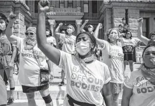  ?? Montinique Monroe / New York Times file photo ?? An abortion rights rally is held at the Capitol in Austin last September. The U.S. Supreme Court has refused to block SB8 and allowed only a challenge against medical licensing officials to proceed.