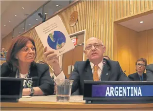  ??  ?? La embajadora Marita Perceval y Timerman, en la sesión de la ONU de ayer
TÉLAM