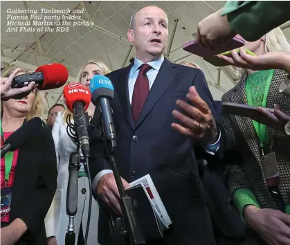  ?? ?? Gathering: Taoiseach and Fianna Fáil party leader Micheál Martin at the party’s Ard Fheis at the RDS