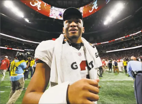  ?? Kevin C. Cox / Getty Images ?? Alabama quarterbac­k Tua Tagovailoa was named the Walter Camp Player of the Year on Thursday.