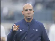  ?? ASSOCIATED PRESS FILE ?? Penn State coach James Franklin spoke to media via a conference call Wednesday as all Nittany Lions activities are on hold due to the coronaviru­s.