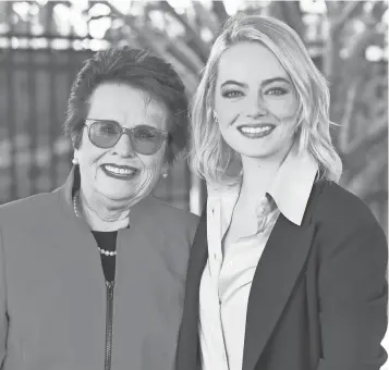  ?? ROBERT DEUTSCH, USA TODAY ?? Tennis icon Billie Jean King and actress Emma Stone, who plays King in Battle of the Sexes, attended the U.S. Open together earlier this month.