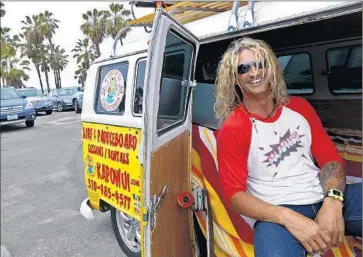  ?? Genaro Molina ?? “I’M ALL FOR IT,” Martin Squires, a surf instructor who lives in a van in a Venice Beach parking lot, said of the neighborho­od council’s proposal to allow women to sunbathe topless. “It’s time that America grew up.”