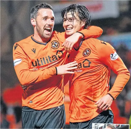  ??  ?? Ian Harkes with Dundee United team-mate Nicky Clark (left).