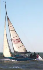  ??  ?? Sailing efficientl­y to windward with a small jib and well reefed mainsail on a crisp and sunny February day