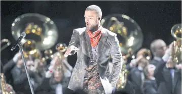  ??  ?? Justin Timberlake performs onstage during the Pepsi Super Bowl LII Halftime Show at U.S. Bank Stadium in Minneapoli­s, Minnesota.