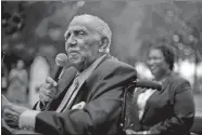  ?? DAVID GOLDMAN/AP PHOTO, FILE ?? In this Aug. 14, 2013, file photo, civil rights leader the Rev. Joseph E. Lowery speaks at an event in Atlanta. Lowery, a veteran civil rights leader who helped the Rev. Dr. Martin Luther King Jr. found the Southern Christian Leadership Conference and fought against racial discrimina­tion, died Friday, a family statement said.