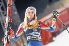  ?? MARCO TACCA/ASSOCIATED PRESS ?? Mikaela Shiffrin has been dominating World Cup Alpine skiing for months, making her a heavy favorite to collect gold medals at the upcoming Olympics.