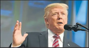  ??  ?? US President Donald Trump delivers a speech in Washington yesterday.