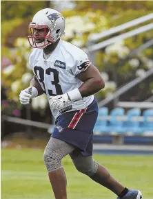  ?? STAFF FILE PHOTO BY NANCY LANE ?? SLOW TO CATCH ON: Tight end Dwayne Allen has not brought much production to the Pats offense.