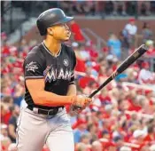  ?? DILIP VISHWANAT/GETTY IMAGES ?? Giancarlo Stanton, who won last year’s Derby with 61 homers, is feeling no pressure defending his title.