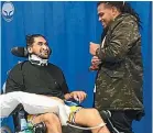  ??  ?? Michael Fatialofa faces a long recovery from his spinal injury.
