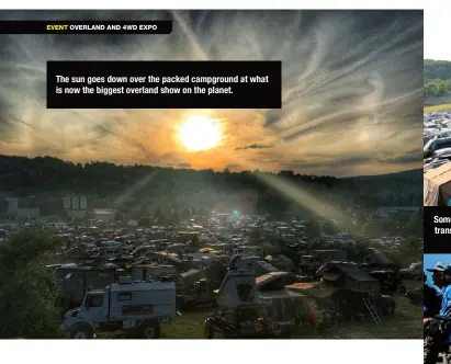  ??  ?? The sun goes down over the packed campground at what is now the biggest overland show on the planet.