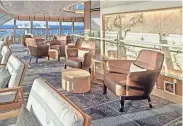  ?? VIKING ?? The Explorers’ Lounge on the Viking Octantis features floor-to-ceiling windows for taking in views from the front of the cruise ship.