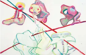  ??  ?? ‘Schicksals­linien/Be-Ziehungen VIII’ (‘Lines of Fate’/‘Re-lations VIII’), 1994, by Maria Lassnig