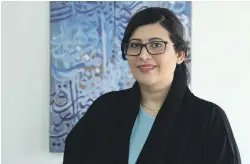  ?? / The National ?? Manal Ataya, director-general of the Sharjah Museums Authority; above, ‘Room of Mysteries’ by Sami Yusuf and Nujoom Al Ghanem on display at the Sharjah Islamic Art Festival Navin Khianey; Antonie Robertson