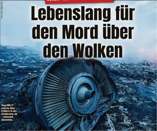  ?? ?? Flug MH 17 stürzte über Feldern in der Ostukraine ab – niemand überlebte.