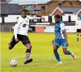  ??  ?? Nathan Blissett nearly snatched a late winner with a header. Darren Woolley.