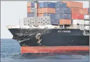  ?? AP/Japan’s 3rd Regional Coast Guard Headquarte­rs ?? Damage to the bow of the Philippine cargo ship ACX Crystal is visible as it travels to a Tokyo wharf Saturday.