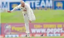  ?? Photograph: Sri Lanka Cricket ?? The Somerset and England spinner Jack Leach in action during the first Test, when he took six wickets in total, with five coming in Sri Lanka’s second innings.