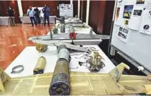  ?? Ahmed Kutty/Gulf News ?? Iranian-made arms, drones, ballistic missiles, land and marine mines on display in Abu Dhabi yesterday.