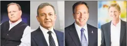  ?? Associated Press ?? The highest-paid CEOs at big U.S. companies for 2018, as calculated by The Associated Press and Equilar. From left: David Zaslav, Discovery, $129.5 million; Robert Iger, Walt Disney, $65.6 million; Stephen MacMillan, Hologic, $42 million; and Joseph Hogan, Align Technology, $41.8 million.