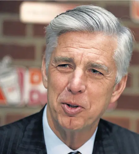  ?? ASSOCIATED PRESS ?? POSITIVE VIBES: Dave Dombrowski meets the press yesterday at Fenway Park.