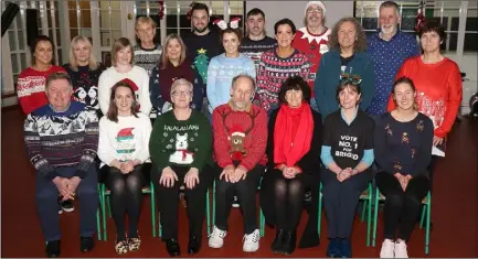  ??  ?? Andrew Askew, center from row, pictured with his colleagues at his Retiremeny Party in St. Patrick’s Special School.