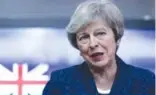  ??  ?? BRUSSELS: British Prime Minister Theresa May speaks to the press after a meeting with the President of the European Council at the European Council in Brussels. — AFP