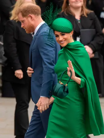  ??  ?? RIGHT ROYAL SNUB: Meghan waves goodbye on her last official duty as a royal; (left) Prince William and Kate chat to Edward while ignoring Harry and Meghan who were forced to sit behind the Cambridges during the Commonweal­th Service at Westminste­r Abbey last week