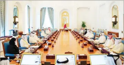  ?? ?? Prime Minister and Minister of Interior HE Sheikh Khalid bin Khalifa bin Abdulaziz Al Thani chaired the weekly regular meeting of the Cabinet, at the Amiri Diwan on Monday.