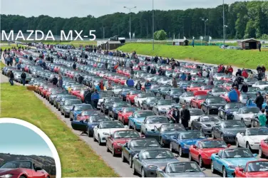  ??  ?? ABOVE: It is admittedly a niche record, but 683 MX-5s gathered to parade in Lelystad in 2013. LEFT: Virtual test drives of the Mk4 were available to Xbox users months before the real car went on sale.